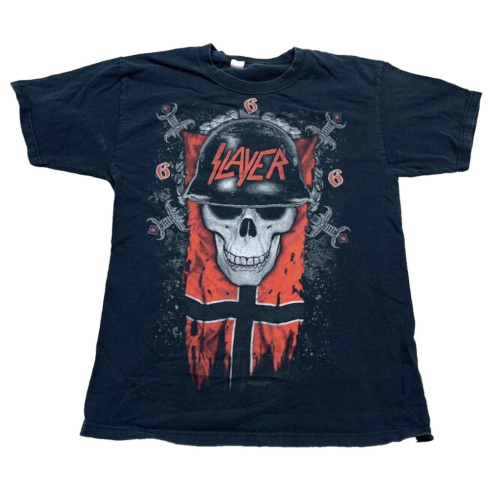 Vintage Slayer Shirt Men Medium Black Band Tee 2012 Skull Rock Metal Adult